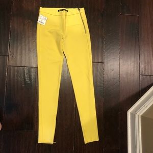 Zara Yellow Fitted Pants NEW